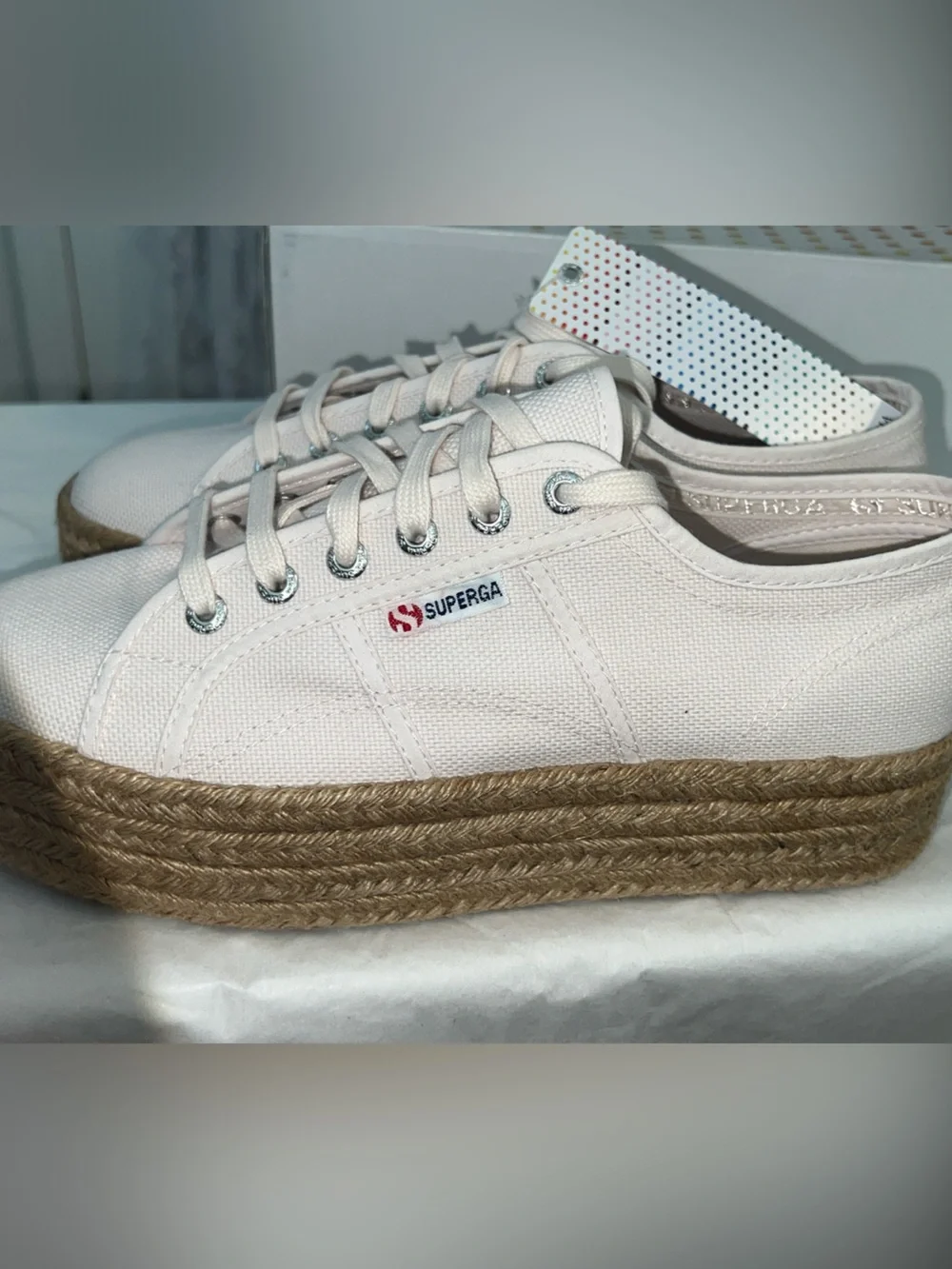 NWT Superga 2790 Rope Platform Espadrille Sneakers Light Pink Size 10